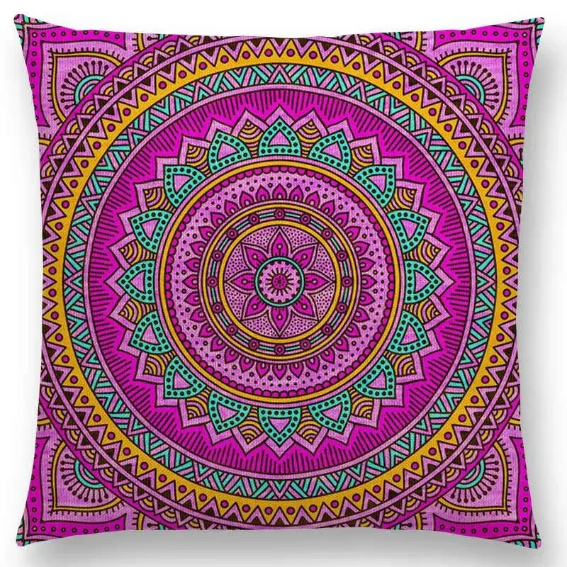 Axyaa Boho Rainbow Mandala Pillow Case Sun Moon Flowers Dream Fantasy Cover