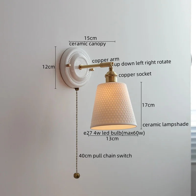 Axyaa Nordic Ceramic LED Wall Lights for Bedroom Living Room Decoration