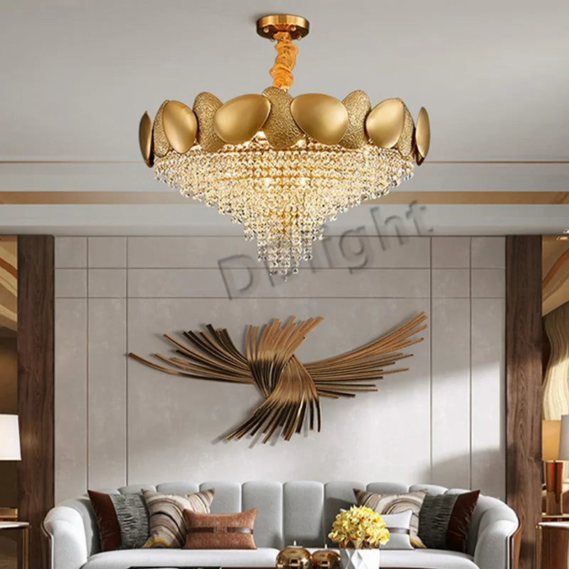 Axyaa Crystal Tassels Pendant Light - Modern Luxury Chandelier for Living Room