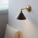 Axyaa Industrial LED Wall Sconce Lights Plug In Black Walnut Wood Vintage Style