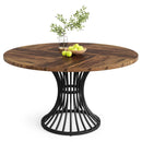 Axyaa 47-Inch Round Farmhouse Dining Table for 4-6 People, Industrial Kitchen Dinner Table