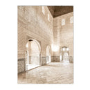 Axyaa Beige Flower Mosque Canvas Print Wall Art - Bohemian Decor for Modern Living