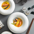 Axya White Ceramic Dinner Plate Set Restaurant Tableware Bowl Snack Dessert Fruit Plate