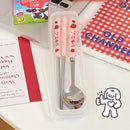 Axyaa Strawberry Korean Cutlery Set with Case, Stainless Steel, Portable Utensils