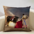Axyaa Spain Bullfight Cushion Cover 45x45CM Linen Pillowcase