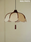 Axyaa Wood E27 Led Fabric Pendant Lights Chandelier Luminarias