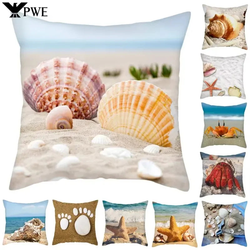 Natural Coastal Starfish Ocean Print Pillow Cover for Axyaa Home Décor