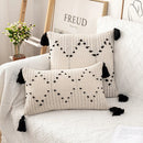 Axyaa Geometric Tufted Cushion Cover With Tassel - Modern Boho Throw Pillow