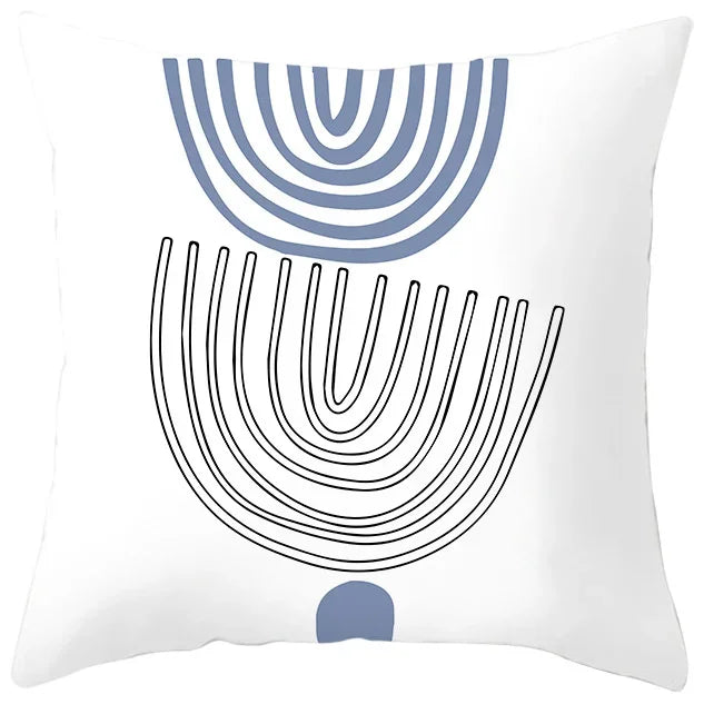 Axyaa Abstract Geometric Pillowcase in Nordic Blue Purple - Peach Skin Fabric