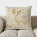 Axyaa Wintery Forest Deer & Houses Print Pillow Cover