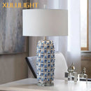 Axyaa Prismatic Blue Ceramic Table Lamp for Creative Living Room Lighting