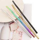 Axyaa Stainless Steel Wavy & Straight Drinking Straws Set for Cocktails & Bubble Tea