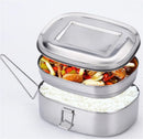 Axya Double Layer Stainless Steel Lunch Box - High Capacity, Square Shape