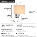 Axyaa Square Retro Fabric LED Wall Lamp with USB Reading Light and Switch