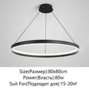 Axyaa Modern LED Round Chandelier for Home Indoor Lighting, Black/White, Living Room to Kitchen