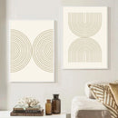 Axyaa Beige Rainbow Geometric Line Abstract Boho Canvas Wall Art Painting