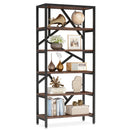 Axyaa 71" Industrial Wood Open Bookshelf Shelving Unit Organizer Rack