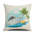 Axyaa Summer Farmhouse Linen Pillow Cover 45x45cm Beach Vacation Home Decor