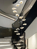 Axyaa Crystal Glass Stair Chandelier for Modern Luxury Living Room Lighting