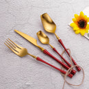 Axyaa Gold Stainless Steel Flatware Set - Elegant Black Dinnerware Tableware