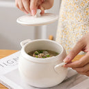 Axya Pure White Gold Edge Stew Bowl with Lid - Korean Design Soup & Dessert Cup
