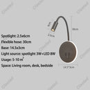 Axyaa LED Gooseneck Wall Lamp USB with Switch Bedroom Bedside Light