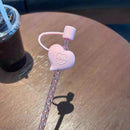 Axyaa Cute Bear Straw with Cat Claw Stoppers in Pink