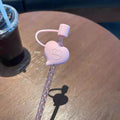 Axyaa Cute Bear Silicone Straw with Cat Claw Stopper & Dust Cap