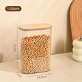 Axyaa Clear Storage Jars with Wood Lid, Airtight Food Container for Kitchen Organization