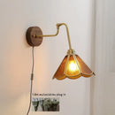 Axyaa Copper LED Wall Sconce, Amber Glass Ball, Adjustable Stair Light