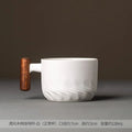 Axyaa Ceramic Kung Fu Teacup in Frosted Finish with Wooden Handle