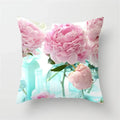 Axyaa Pink Flower Pattern Decorative Cushion Cover for Sofa Pillows - Polyester Material