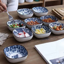Axyaa Square Blue & White Porcelain Sushi Plates Set & Sauce Bowls