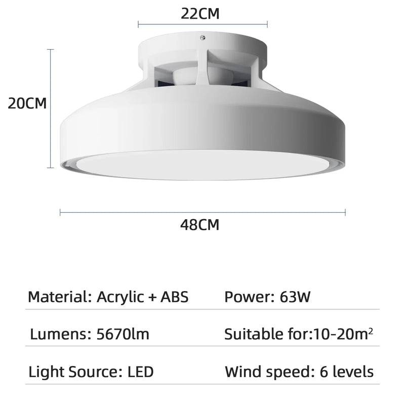 Axyaa Round Ceiling Fan with LED Light and Remote Control for Bedroom