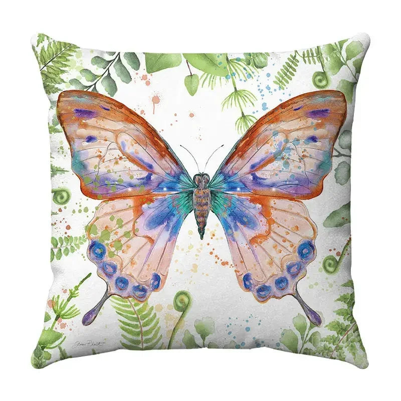 Axyaa Butterfly Print Cushion Cover 45x45cm - Farmhouse Stylish Home Decor Pillow Cover