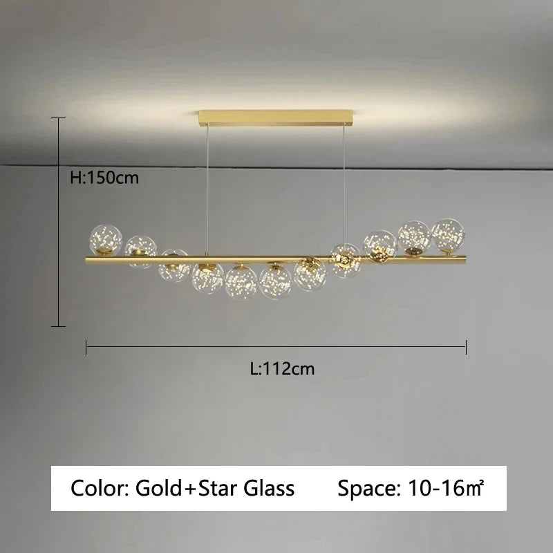 Axyaa Starry Sky LED Pendant Light Glass Bubble Chandelier for Dining Kitchen Island