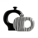 Axyaa Zebra Stripes Ceramic Vase Modern Floral Decor Desk Aesthetic Room Decoration