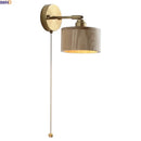 Axyaa Modern Ash Wood LED Wall Light with Pull Chain Switch