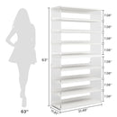 Axyaa 8-Tier Acrylic & Wood Bookcase, 63" Modern Display Storage, Living Room & Bedroom
