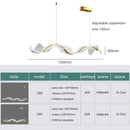 Axyaa Gold Wave Design Acrylic Pendant Chandelier for Modern Living Room Dining Kitchen