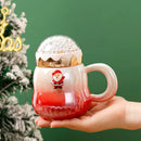 Axyaa Christmas Mug Set with Spoon & Lid - Festive Snow Globe Design