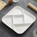 Axyaa Square Ceramic Multi Grid Snack Platter - White Dessert Sushi Plate