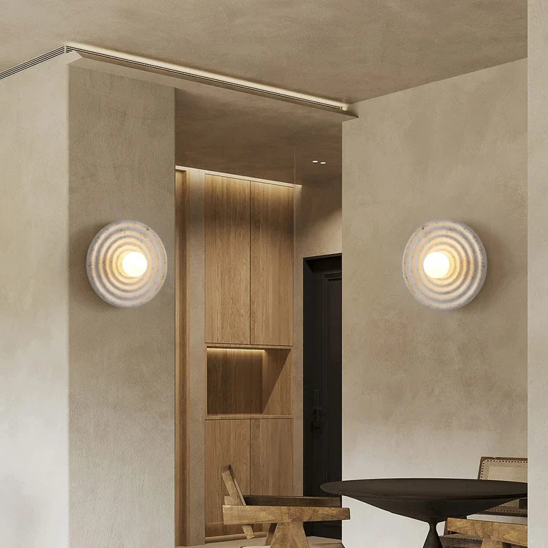 Axyaa Round Circle Wall Lamp Japanese Style LED Light