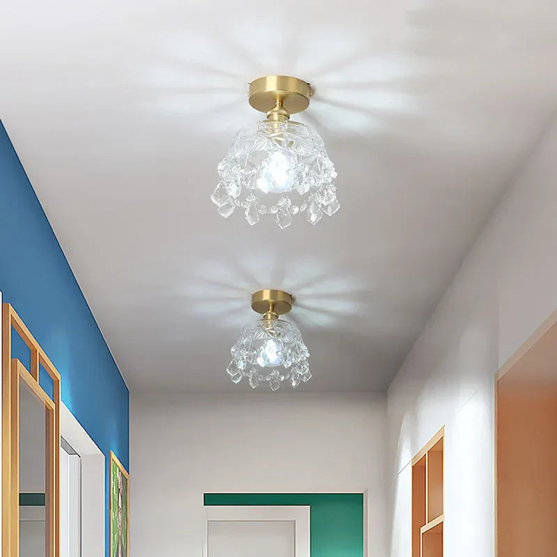 Axyaa Crystal LED Ceiling Lamp Modern Luxury Chandelier for Living Room & Hallway