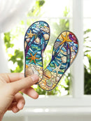 Axyaa Beach Style Acrylic Flip-Flops Suncatcher with Starfish & Shell, Wall Art Decor