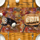 Autumn Red Panda Maple Leaf Table Runner by Axyaa: Festive Dining Decor
