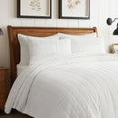 Axyaa Cotton Box Stitch Quilt Set King, 3-Piece Lightweight Cozy Coverlet