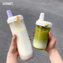 Axyaa Bubble Tea Kids Glass Water Bottle with Straw - BPA Free