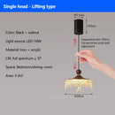 Axyaa Walnut Retro Pendant Light for Restaurant, Bedroom, Bar - LED Chandelier