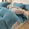 Axyaa Winter Fleece 4-Piece Bedding Set in Solid Color Milk Fleece - Thick & Warm